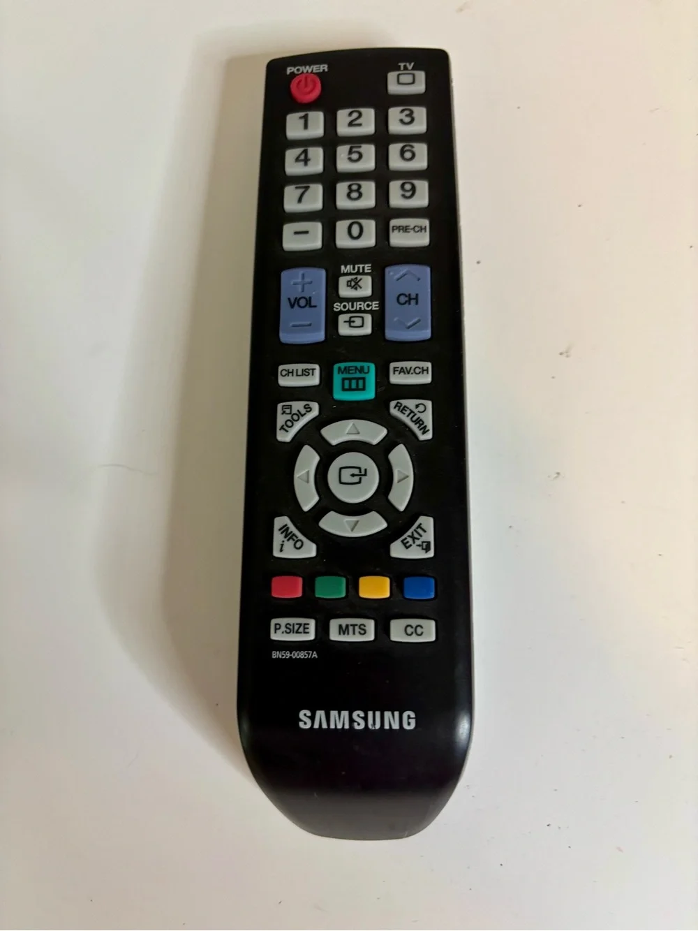 Samsung Black Remote with Red, Blue, Green, Yellow Buttons